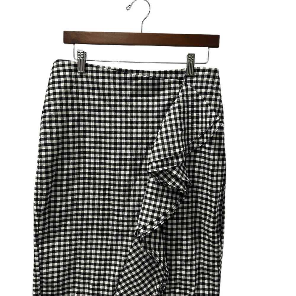 Who What Wear Black and White Gingham Midi Skirt